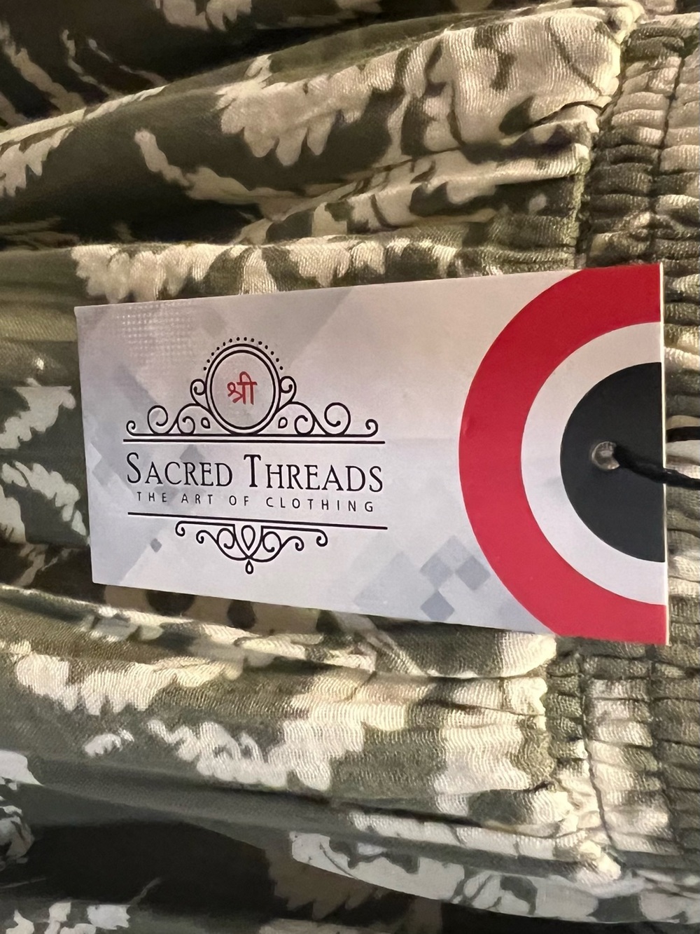 Sacred Threads Olive & White Floral Tiered Spaghetti-Strap Dress - Picture 4 of 5